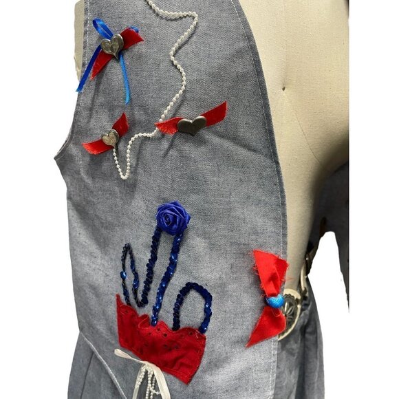 Handmade Dress Skirt Vest Western July 4th Red Blue - Picture 5 of 6